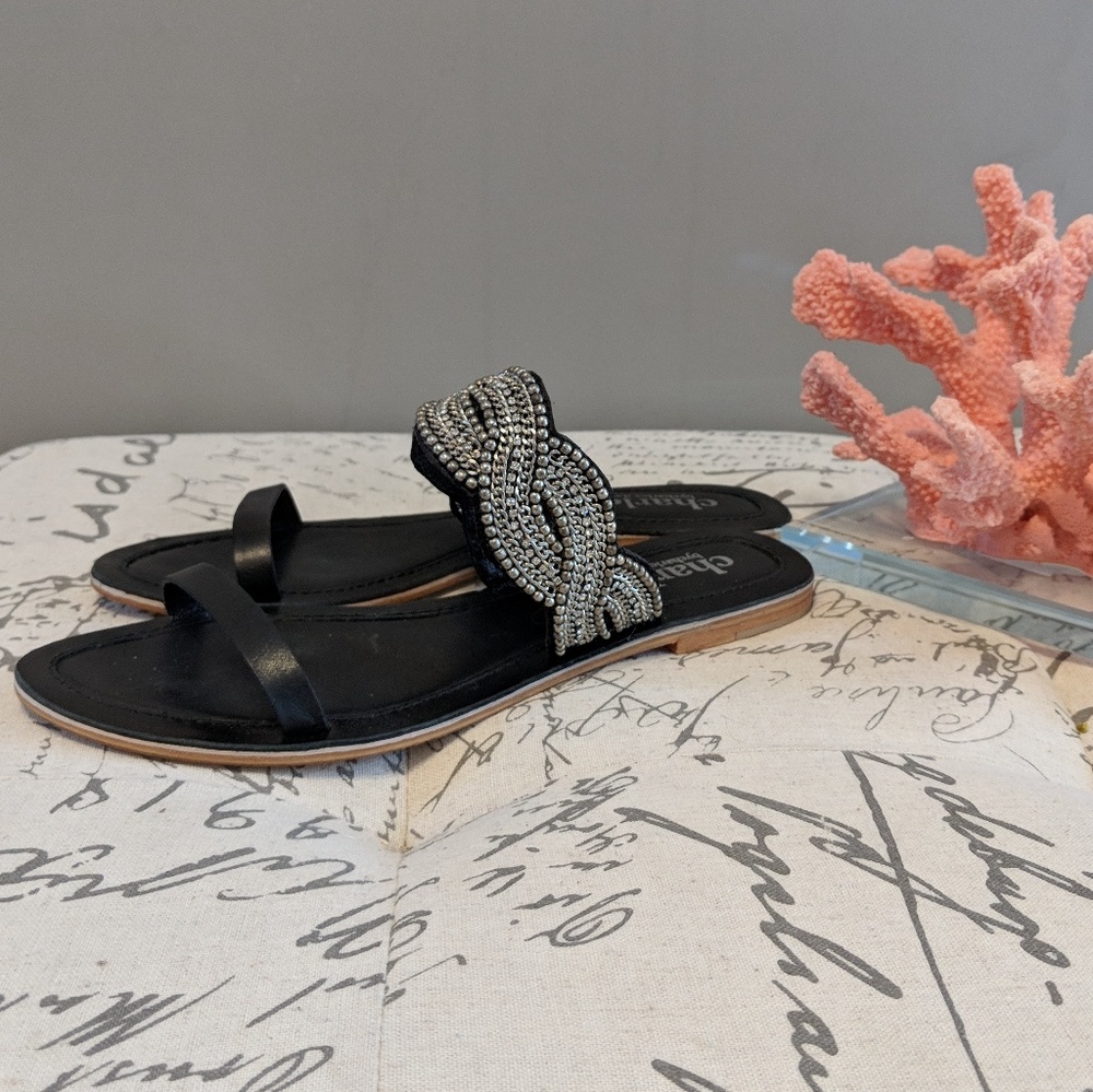 CHARLES DAVID leather flat dress sandals - Picture 1 of 5